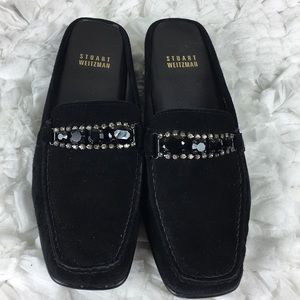 Stuart Weitzman Black Suede Mules Slides Size 6.5